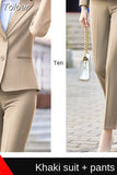 Women Blazer Elegant Chic Office Spring Autumn Professional Casual Solid Single Button Long Sleeve Blazer Straight Pants