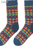1 Pair Men Dress Socks Cotton Colorful Striped Plaid Printed Comfort Happy Socks Skate Funny Geometry Dot Wedding
