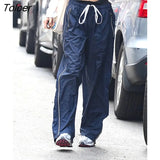 Korean Fashion Pants Women Pocket Streetwear 90s Preppy Baggy Trousers High Waist Hip Hop Vintage Loose Outfits