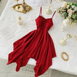 VAREY LIN 2022 Summer Women V Neck Sleeveless High Waist Dress Sexy Spaghetti Strap Dresses Female Ladys Sash Tie Up