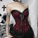 Dark Wind Design Sense Chest Vest Sexy Slim Lace Girdle Waist Show Thin Bandage Blouse-Outfit