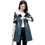 Spring Autumn Classic Long Trench Coat Women Casual Thin Windbreaker Female Overcoat Hooded Coat Female Slim Outwear