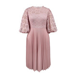 Lace Lantern Sleeve Dress Elegant Commuter Style Fold Dress