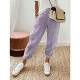 Summer New Woven Woven Stripe Splicing Design Loose Casual Pants