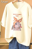 100% Cotton L-5XL T Shirt Plus Size Tshirt Short Sleeve Cartoon Women Top Summer Sweet Couple V Neck Oversized T