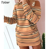 Off Shoulder Women Dress Autumn Long Sleeve Slim Fashion Print Shirring Mini Dress 2022 Casual Woman Dresses Winter
