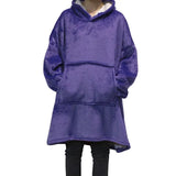 Oversized Long Hoodies Winter Fleece Warm TV Blanket with Sleeves Pocket Sweatshirts Thick Sherpa Giant Hoody