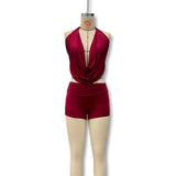 Summer New Sexy Collar Hanging Neck Tie Rope Back Coat Shorts Two Sets Of