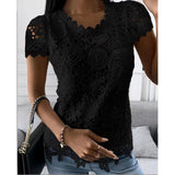 Explosion Women's 2025 Summer New T-Shirt Back Jacket Lace