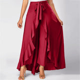 Palazzo Pants 2020 Causal Ruffle Irregular Plus Size Female Trouser Elegant High Waist Loose Solid Female Pants