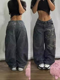 Sales Of New Loose Jeans Embroidered Hip Hop Casual Jeans High Street Men's High Waist Hip Hop-Outfit