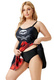 Strap Skulls Print Plus Size One Piece