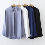 solid color ladies shirts Women's Blouses Spring Autumn Long Sleeve Shirts Tops Blusas