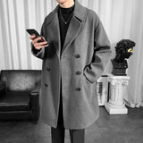 Woolen Coat Men's Knee-Long Ins Woolen Coat Autumn And Winter New Handsome Warm Trench Coat 2023-Outfit