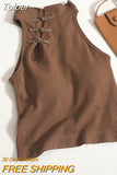 Women Vintage Chinese Button Tank Tops With Bra Pad O-Neck Elegant Crop Tops For Women Off Shoulder