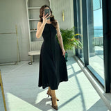 Summer New Women's Sleeveless Button Waist Temperament Fashion Dress