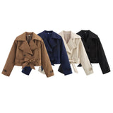 Homemade New Women's Style Casual Coloring 4-Colored Belted Wind
