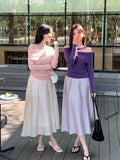 Xixi 2025 Spring New Temperament Commute High-Waisted Half-Body Skirt A Folding A-Word Skirt