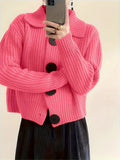 Women's Loose Korean Version Of Fashion Casual Big Collar Knitted Cardigan