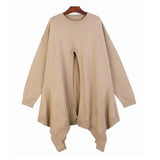 Big Size Irregular Knitting Sweater Round Neck Long Sleeve Women Pullovers New Fashion Tide Autumn Winter 2022