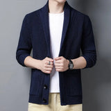 Brand Men's Cardigan Sweater Solid Color Comfortable Warm Men Fashion Wool Blend Sweater Male Wild Slim