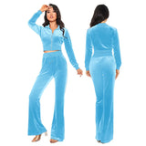Women's Autumn 2023 New Women's Suit Leisure Fashion Velvet Cardigan Slim Two-Piece Set-Outfit
