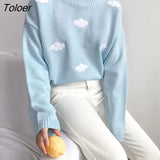 Clouds Loose Harajuku Clothing For Women 2021 Women's Sweater Kawaii Thick Clothing Long Sleeve Top Vintage Knitted