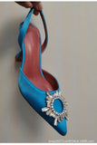 banquet thick-heeled solid color large size low-top high-heeled suede pointed red fashion