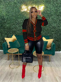 Fall Patchwork Knitting sweaters Jackets For Women 2022 Long Sleeve Loose Tops Jackets Black Red Casual Jackets And