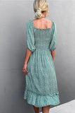 Vintage Off-the-shoulder Floral Print Ruffles Midi Loose Holiday