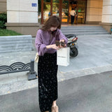 Gentle Lazy Wind Purple Round Sweater Woman 2025 Autumn And Winter Small Loose Soft