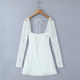 New Lace Sleeve Steel Support Slim Mini Dress In Autumn-Outfit