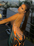 Summer Clothes Sexy Bodycon Dresses For Women 2022 Black Sleeveless Maxi Dress Women Cami Strap Blue Graphics Party