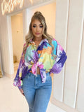 New Printed Lantern Long Sleeve Blouse 2022 Summer Fashion Casual Lapel Top Shirt Female Breathable Chiffon