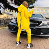 Free Shipping Casual Zipper Letter Hoodie Sweater Set Women's Pullover Sweater & Pants 2-Piece Loose Sportswear Set 2022