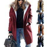 Autumn And Winter Burst Single Hooded Wool Collar Lady Jacket Wish Five-Color Eight-Yard Long