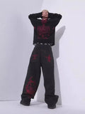 Year Y2K Jeans Men's Wear Hip-Hop Retro Skull Water Washed Loose Jeans Casual Wide-Legged Pants-Outfit