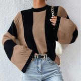 Temperament V-Neck Long-Sleeved Open-Shirted Women's Sweater Bump-Colored Bag Side With Pocket Casual