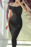 Women Sexy Bodycon Draped Solid Color Long Dress Elegant Backless One Off Shoulder Casual Party Club Corset