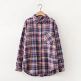 Cotton Plaid Shirt Women 2020 Autumn New Long Sleev Blouse Loose Tops and Blouses Office Style Ladies Clothes