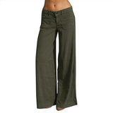 Women's Trousers Spliced Thin Multi-Pocket Broad-Legged Ladies