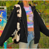 Jacket Zipper Hoodies Women Letter Embroidery Hooded Drawatring Jackets Female Y2K Pockets 2021 Spring Casual