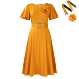 Women's 2025 Summer Women's New Fashion Collar Solid Color High Waist Dress African