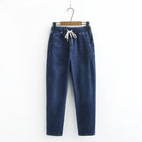 size 5XL Women Jeans 2020 New Autumn Winter Elastic waist Denim Trousers Large size Loose Female Washed Harem Pants