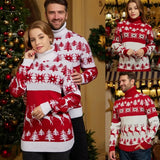 Christmas Couples Matching Sweaters New Year's Clothes Women Men Unisex Turtleneck Warm Thicken Jumpers Knitwear
