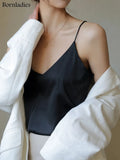 2022 Summer Fashion Silk Vest Tanks Women Basic Satin Sling Tops Versatile Solid Loose Sling Camis Female Tank