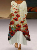 Clothes Spring Summer 2022 Plus Size 5xl Elegant Flowers Print Long Sleeve Vintage Asymmetrical Hem Casual Loose