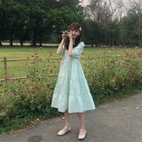 Women Loose Female Summer Kawaii Fashion Korean Style Sweet All-match Round Neck Ulzzang Mujer Ropa Vestidos Pure