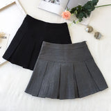 Korean Fashion Gray Pleated Skirt Women Vintage Cute High Waist Sexy Mini Skirts Kawaii Preppy Style Summer