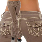 Jeans High Waisted Straight Skinny Stretchy Pant Streetwear Ladies Hole Washed Bandage Denim Pencil Pants Trousers